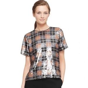 Kate Spade plaid sequin top